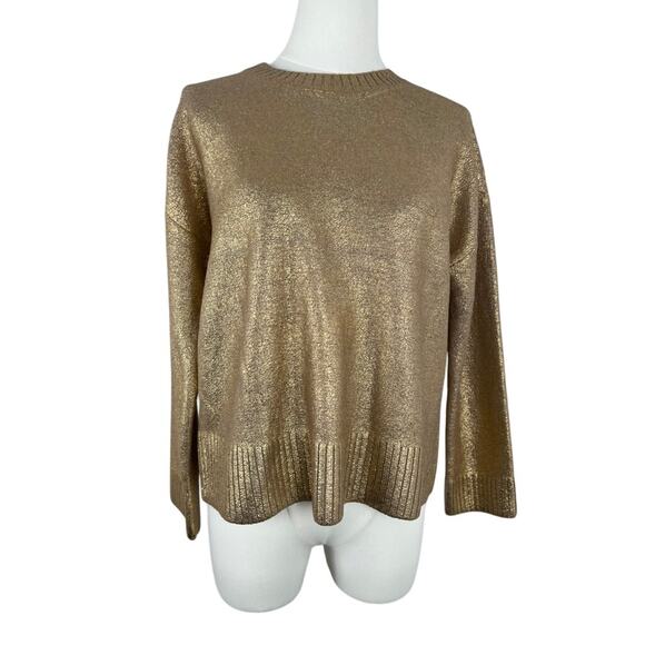 ANN TAYLOR LOFT GOLD FOILED 3/4 Sleeve Sweater (Women's: Medium) - Picture 1 of 8